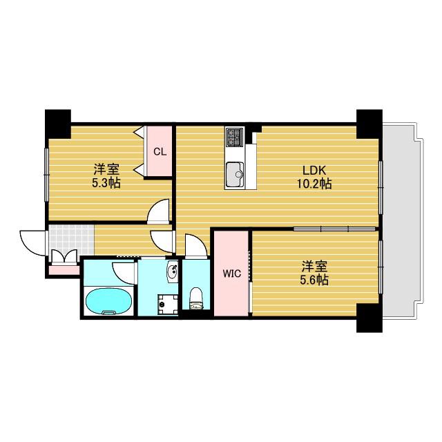 豊里アーバンハイツ(2LDK/6階)の間取り写真
