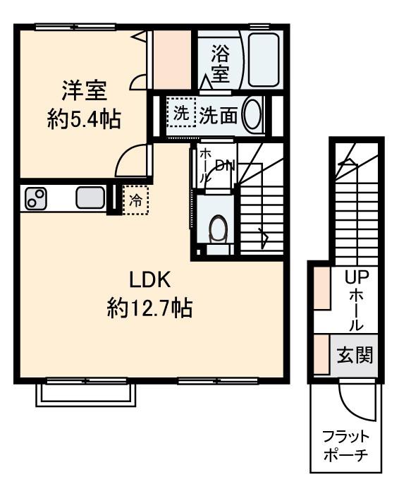 RAUM RUHE(1LDK/2階)の間取り写真