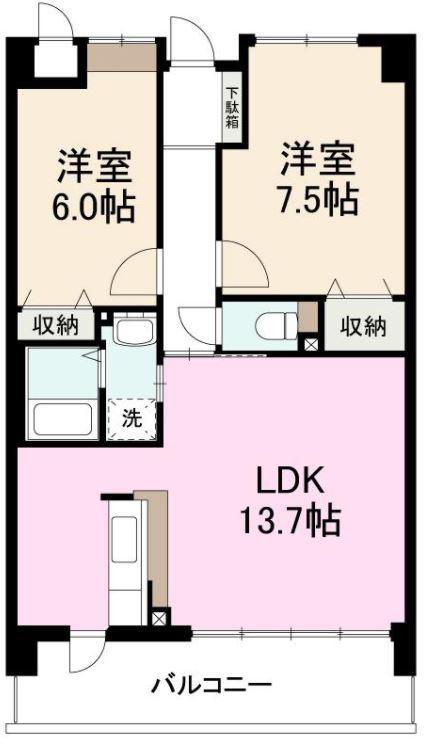 エム・パラッツォ(2LDK/1階)の間取り写真