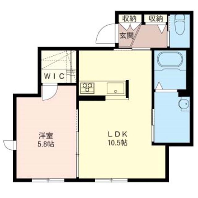 ハイネスヤマキII(1LDK/1階)の間取り写真