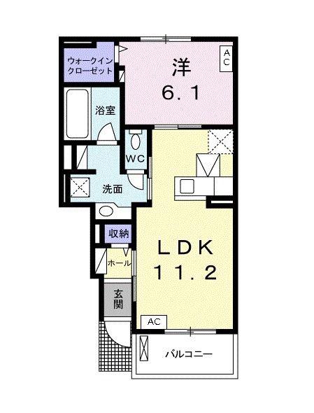 ウィステリア I(1LDK/1階)の間取り写真