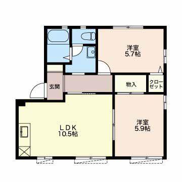 オークス・S A棟(2LDK/1階)の間取り写真