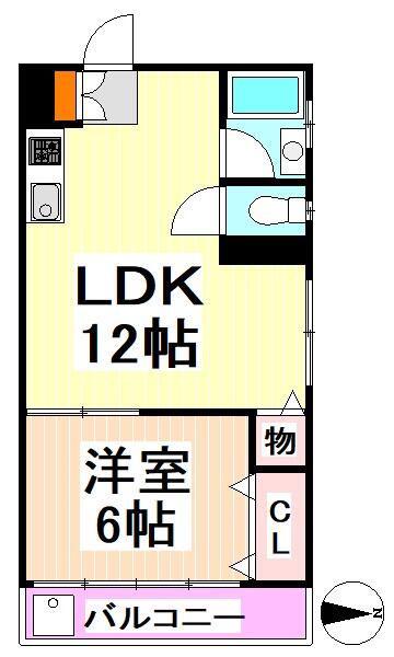 北村ハイツ(1LDK/5階)の間取り写真