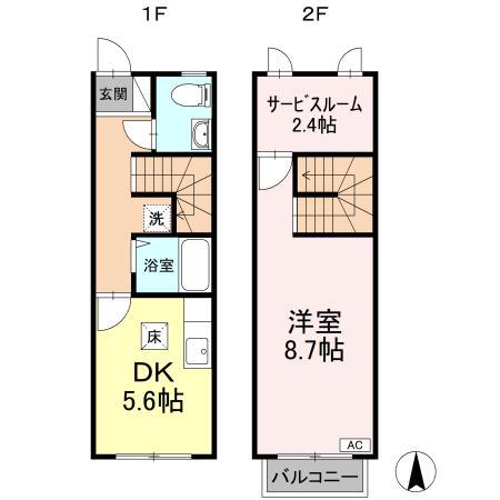 ピュアハイツ(1SDK/1階)の間取り写真