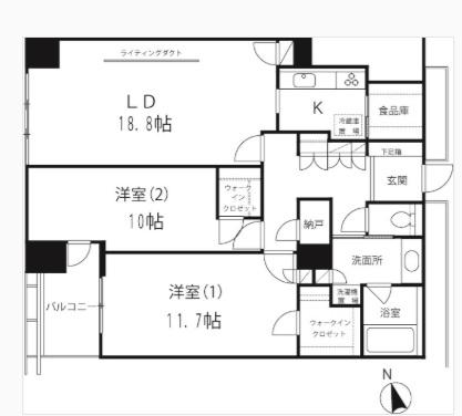 六本木ヒルズレジデンスB(2LDK/33階)の間取り写真