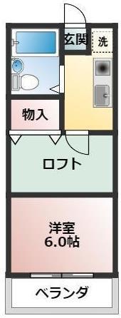 クレスト大友(1K/3階)の間取り写真