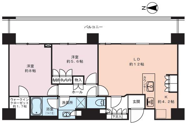 アーバンドックパークシティ豊洲B(2LDK/29階)の間取り写真
