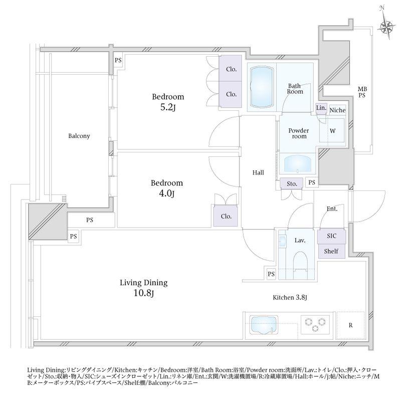 クラッシィタワー新宿御苑(2LDK/5階)の間取り写真