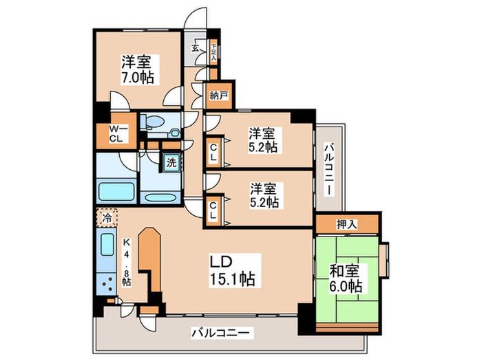 オーベル府中清水が丘(4LDK/2階)の間取り写真