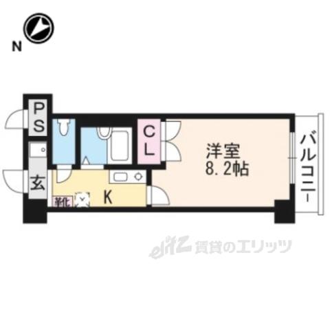 クレスト草津(1K/9階)の間取り写真