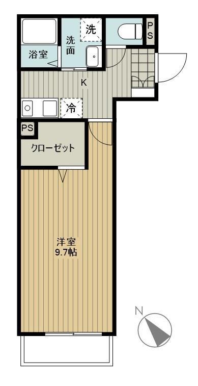 カリンハイツ(1K/1階)の間取り写真