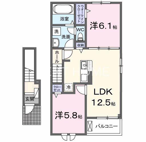 エレガント ピソ(2LDK/2階)の間取り写真