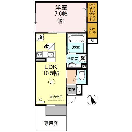 プレミールカーサ(1LDK/1階)の間取り写真
