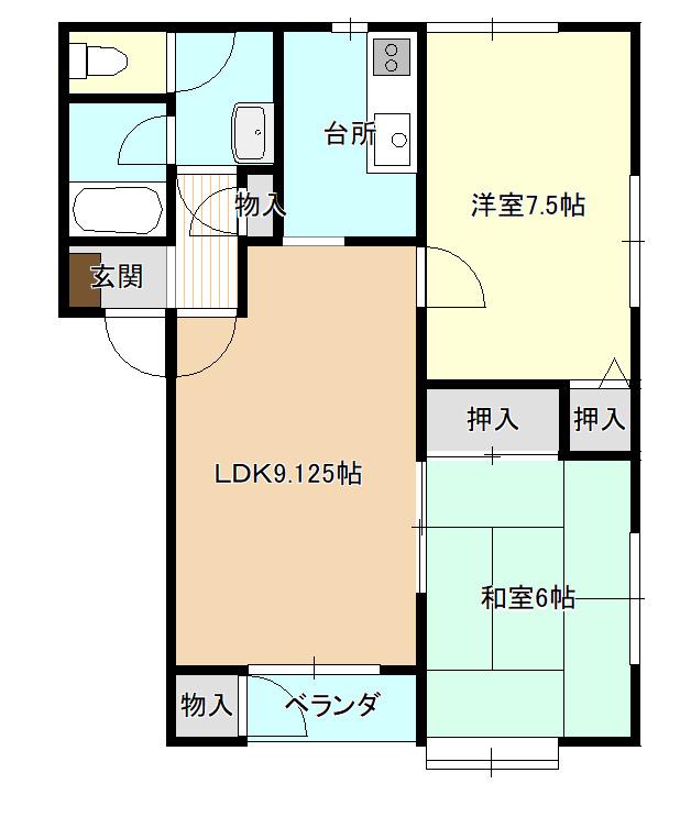 ホワイトベースB(2LDK/2階)の間取り写真