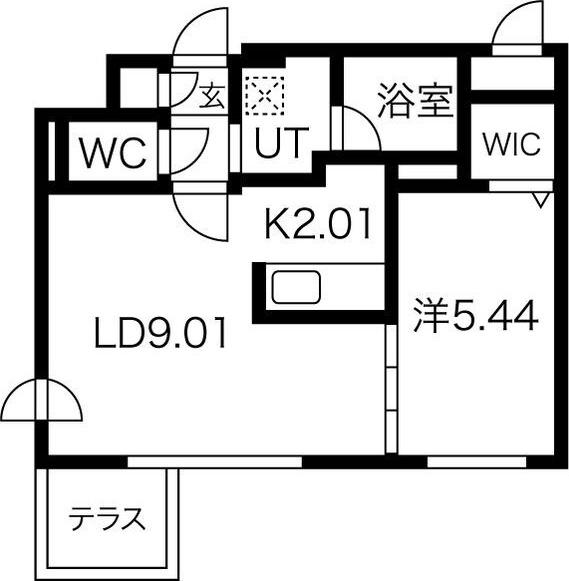 シエル山鼻(1LDK/1階)の間取り写真