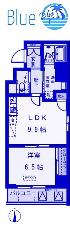 ドムス常盤(1LDK/6階)の間取り写真