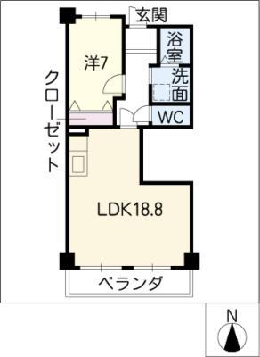 ウィン・コート白川(1LDK/13階)の間取り写真