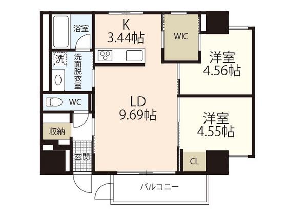 FULLHAUS(2LDK/7階)の間取り写真