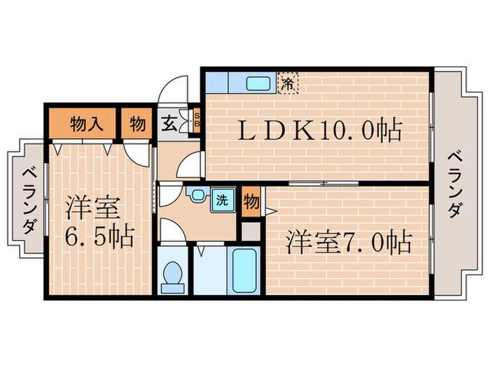 ツインヴィレッジ西野II(2LDK/1階)の間取り写真