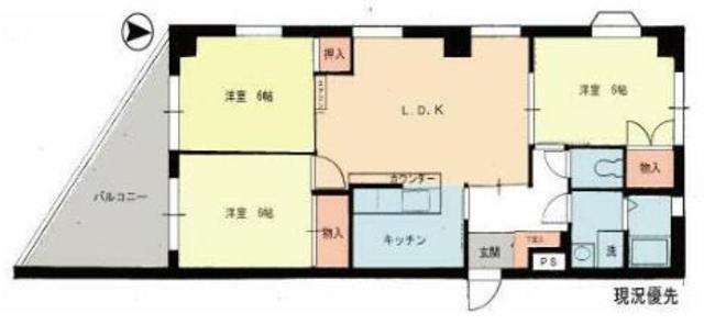 ヨシダビル(3LDK/3階)の間取り写真