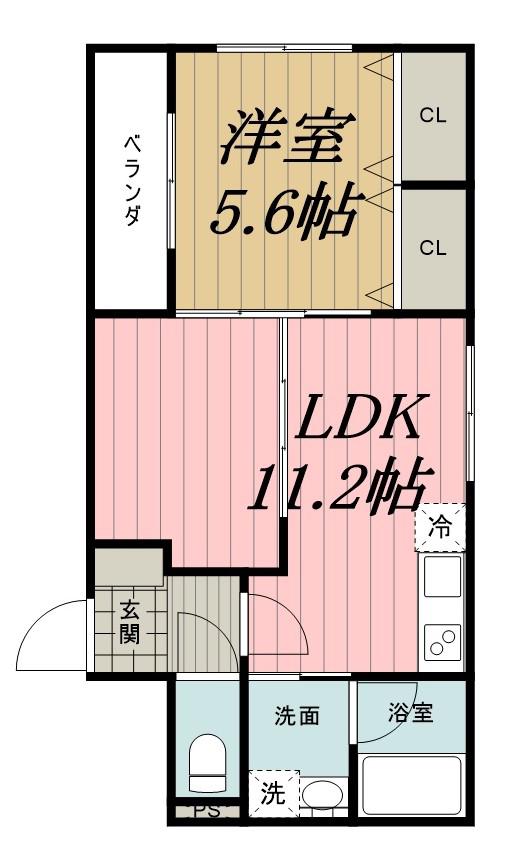 ヴァンヴェール亀岡(1LDK/2階)の間取り写真