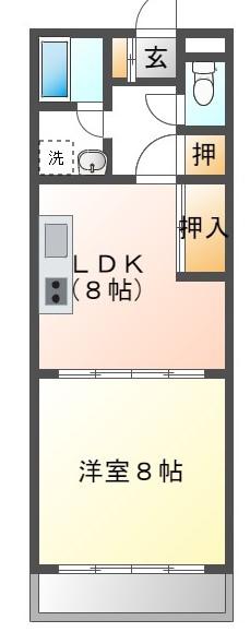 シティヒルズカズバ(1LDK/6階)の間取り写真