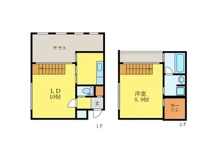 ＪＲ牟岐線 阿波富田駅 徒歩26分 5階建 築21年(1LDK/3階)の間取り写真