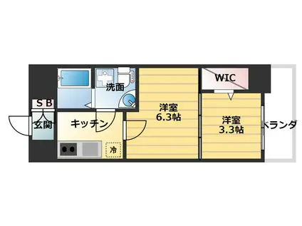 セレニテ谷町CALM(2K/10階)の間取り写真