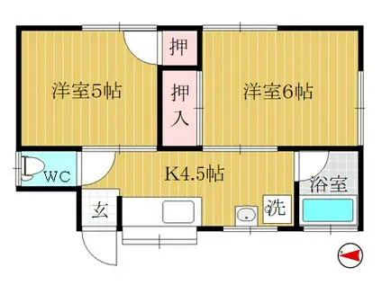 第2中田荘(2K/1階)の間取り写真