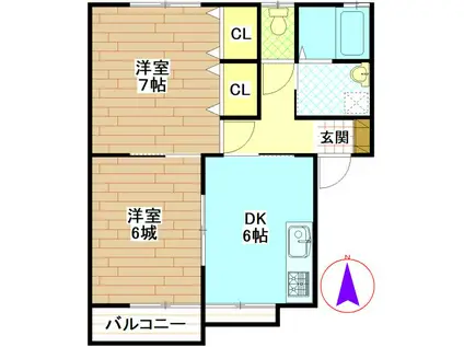 ステージア壱番館・弐番館(2DK/1階)の間取り写真