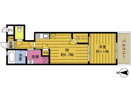 レスコ石垣東 弐番館(1DK/1階)の間取り写真