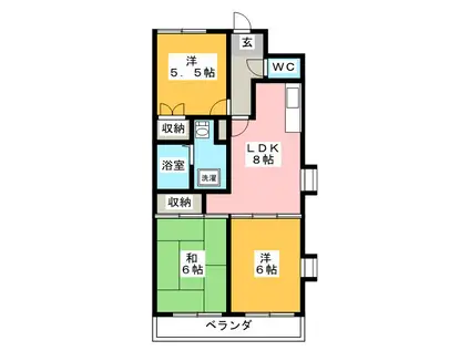 メゾン有東坂(3DK/2階)の間取り写真