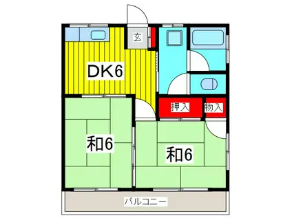 政美荘(2DK/2階)の間取り写真