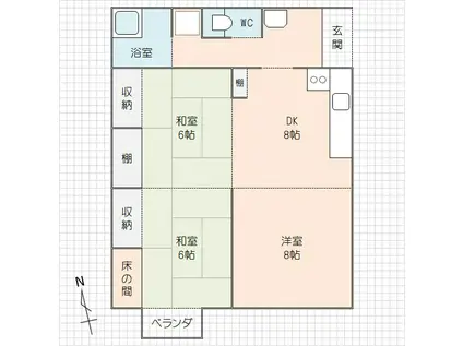 わたなべアパート(3DK/1階)の間取り写真