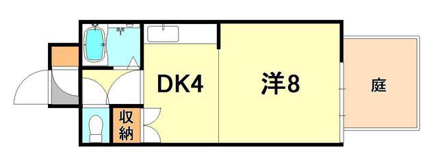 パックスヴィラ平野(1DK/1階)の間取り写真