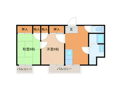 シティハイムヨコセ(2K/2階)の間取り写真