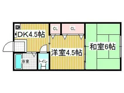 谷口荘(2DK/2階)の間取り写真