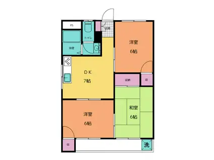 ルミエール山合(3DK/3階)の間取り写真