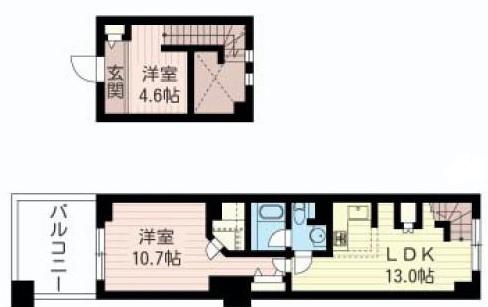 レジデンスシャルマン月島A棟(2LDK/3階)の間取り写真