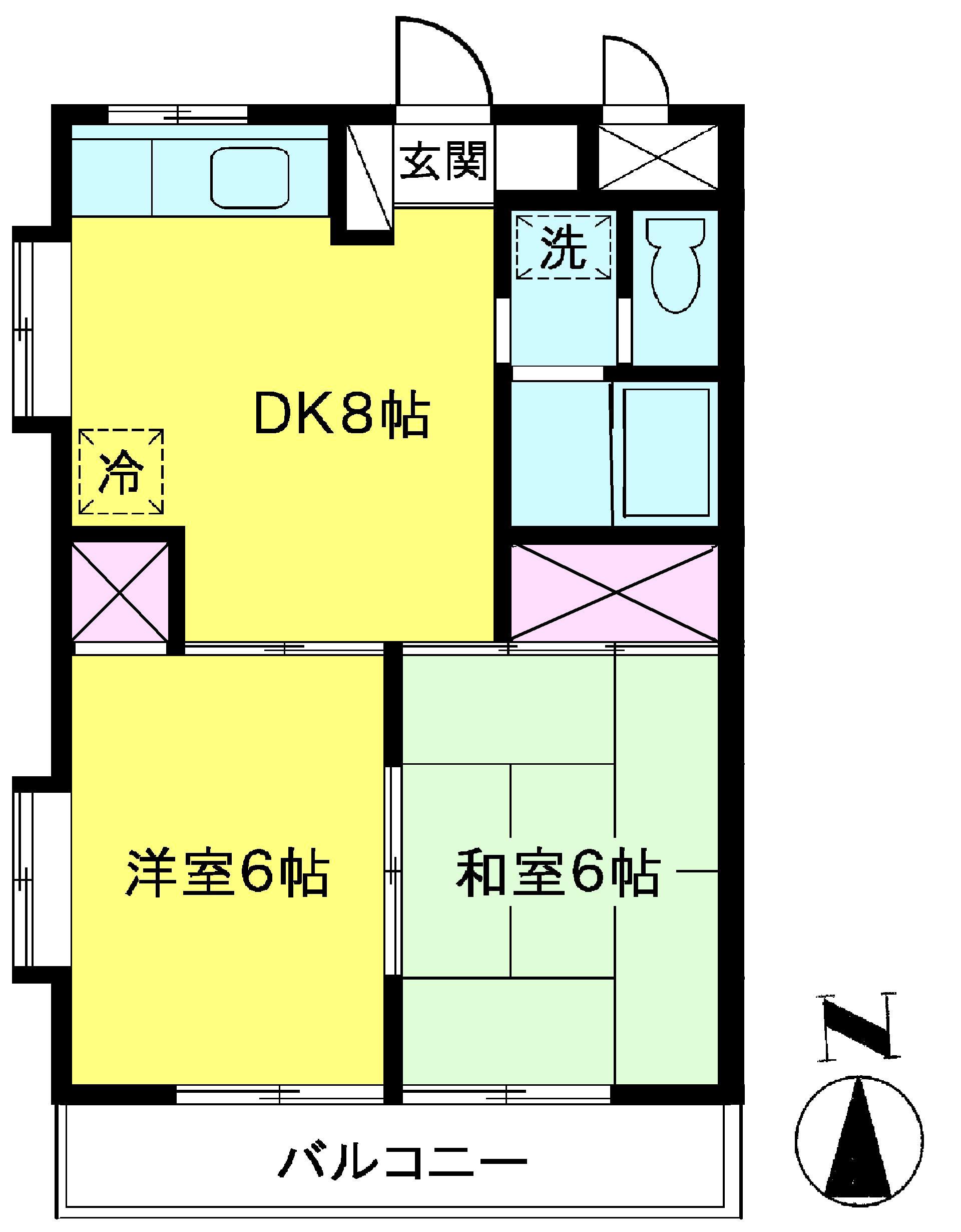 山路ハイム狭山(2DK/2階)の間取り写真