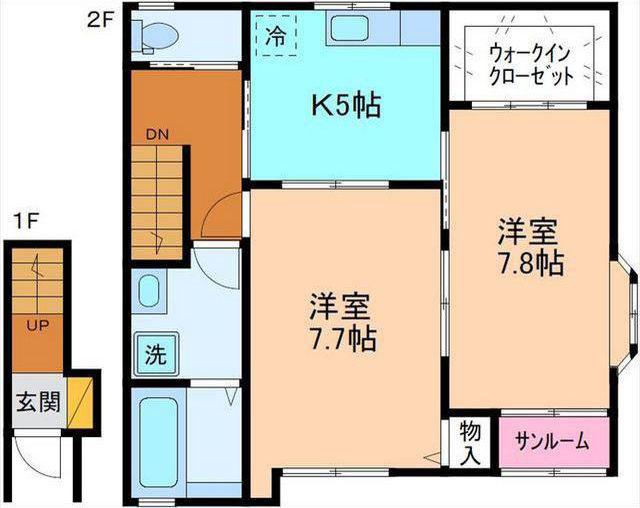 アシーラ水辺(2K/2階)の間取り写真