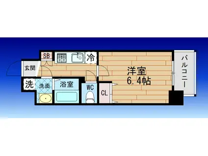 ジアコスモ九条シエル(1K/4階)の間取り写真