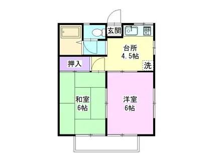 富山コーポ 202(2K/2階)の間取り写真