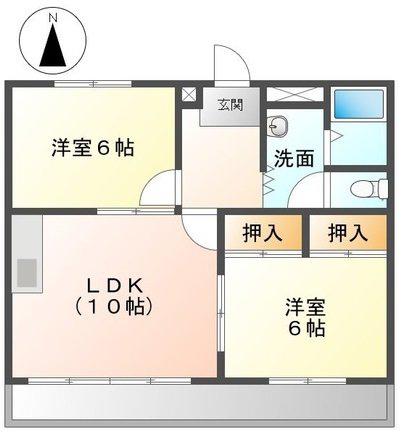マーブルパレスII(2LDK/2階)の間取り写真