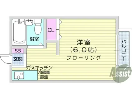 タウンハウスM(ワンルーム/1階)の間取り写真