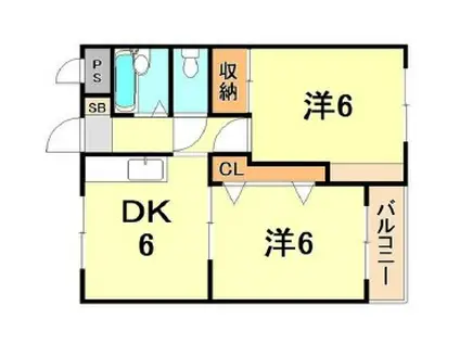 セオ・コート高丸(2DK/2階)の間取り写真