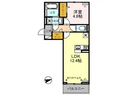 福井県福井市 3階建 築1年(1LDK/3階)の間取り写真