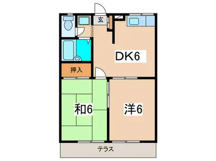 エステートピアマルイI(2DK/1階)の間取り写真
