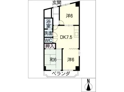 マンションあいおい(3DK/4階)の間取り写真
