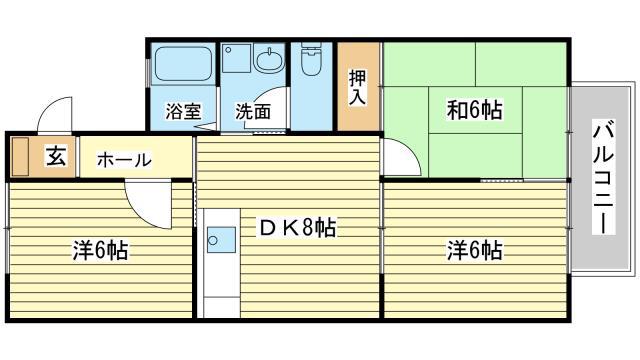 シャルムコート(3DK/2階)の間取り写真